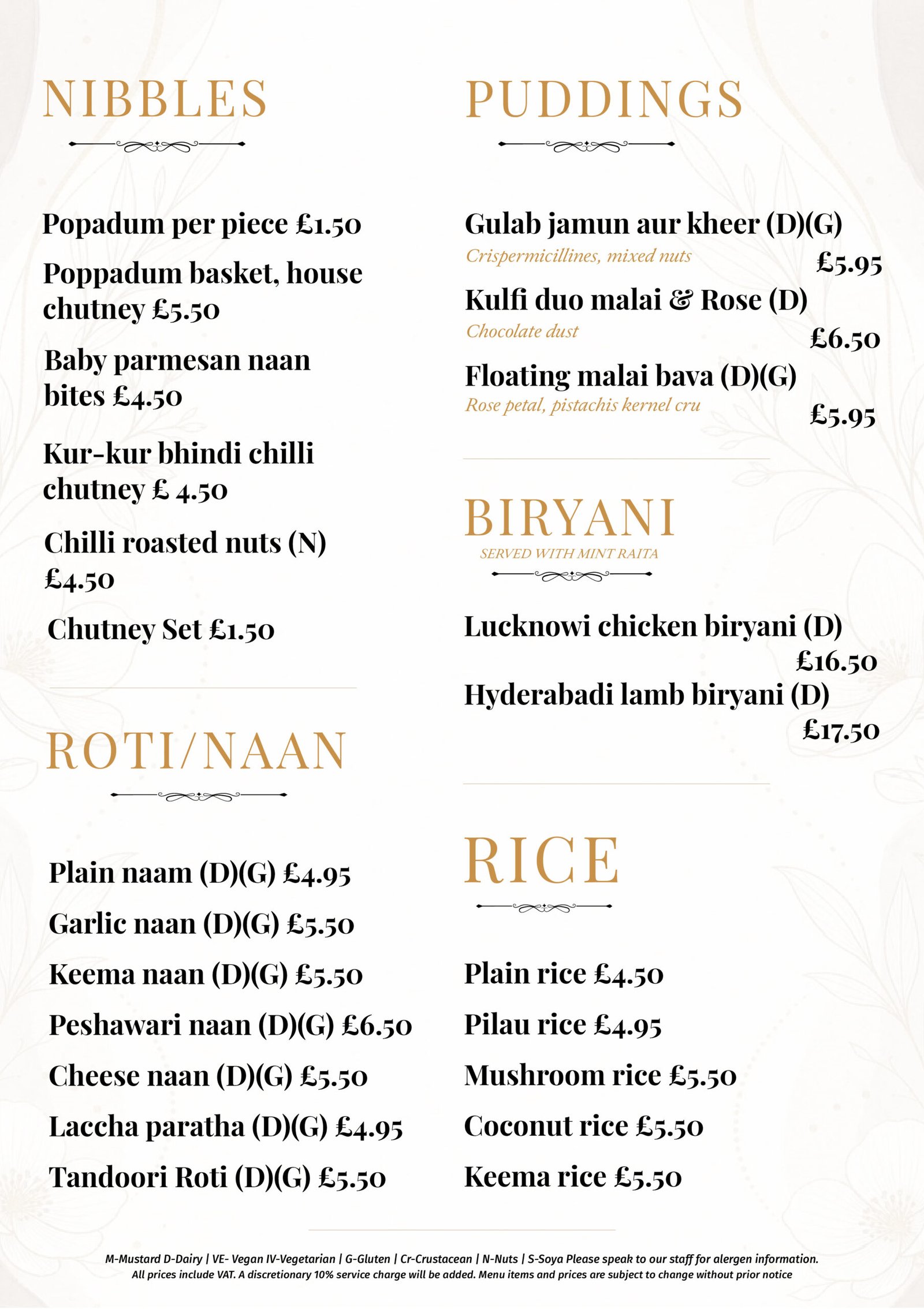 Roti or Rice menu page